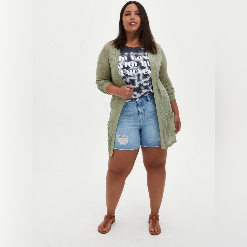 Torrid | Open Front Cardigan Sweater - Pointelle Oatmeal | 3X